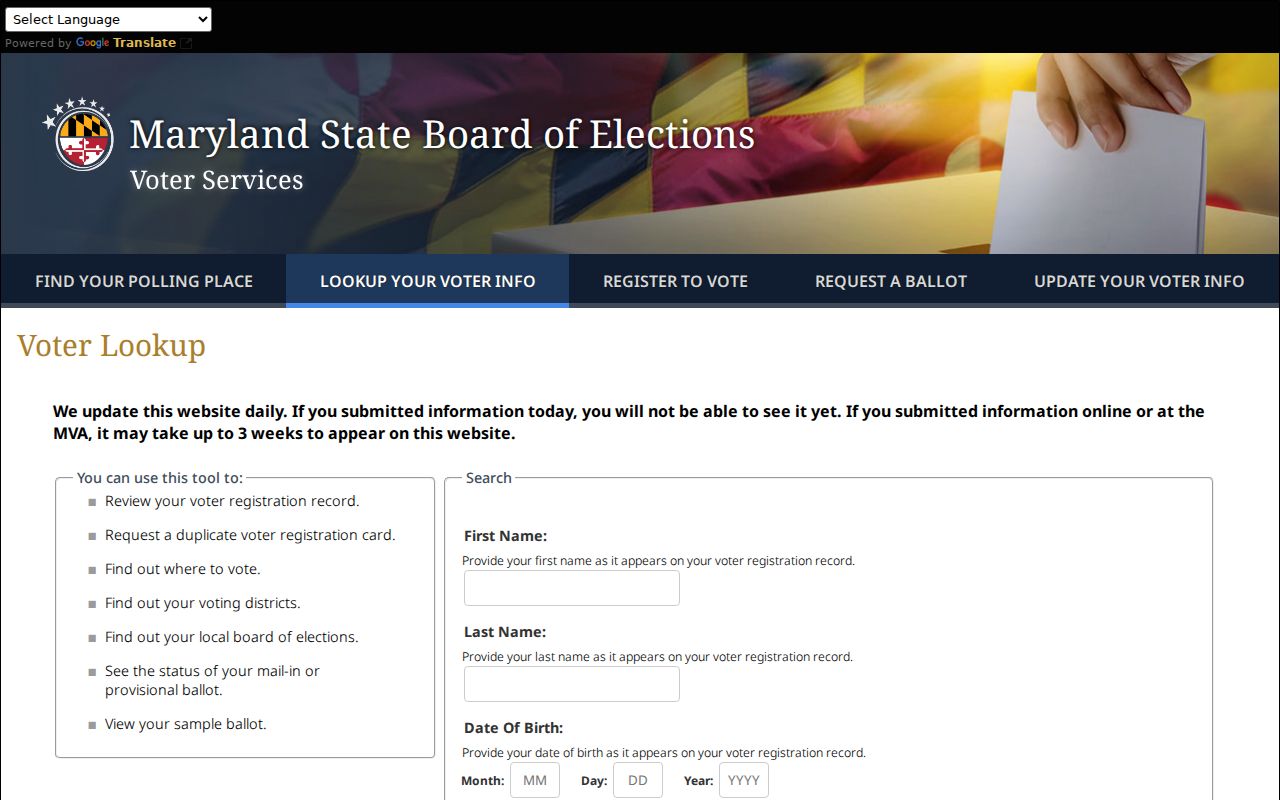 Edgewood voter registration records lookup fields