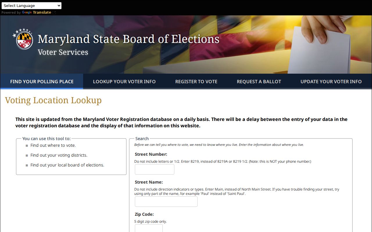 Edgewood voter registration polling place address search